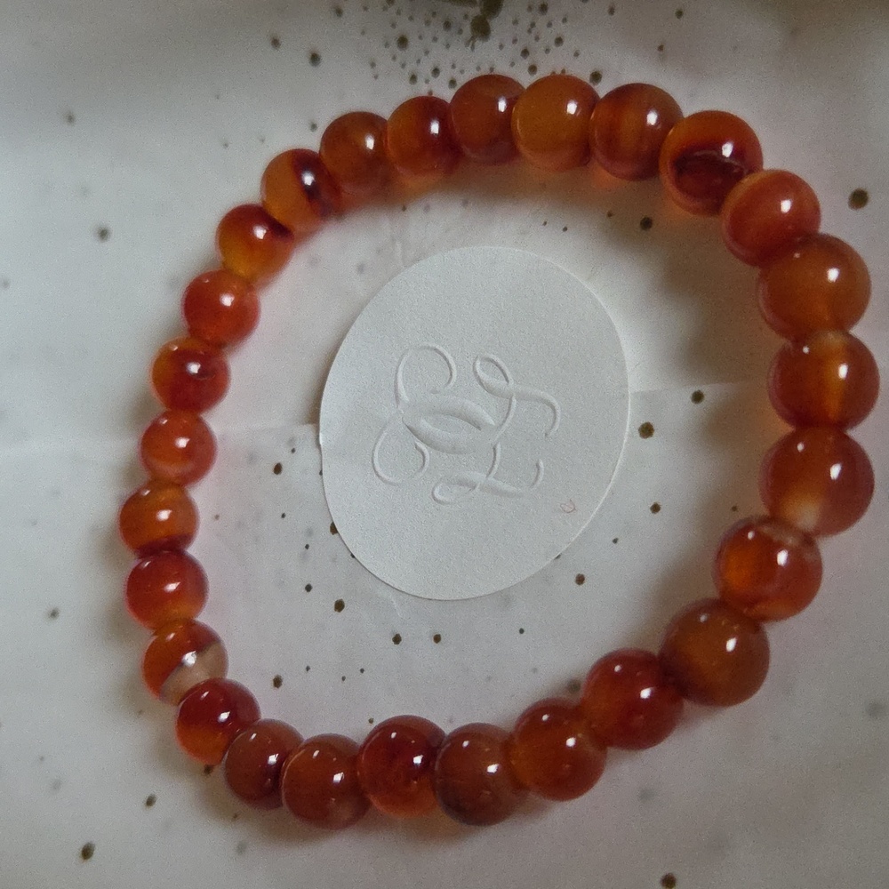 Red Carnelian Gemstone Beaded Bracelet